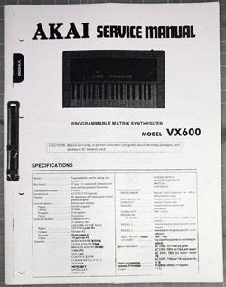 used service manual for Akai VX600 VX-600 EWI EWI1000 EVI1000 wind controller and wind controller synth sound modules at Patchman Music